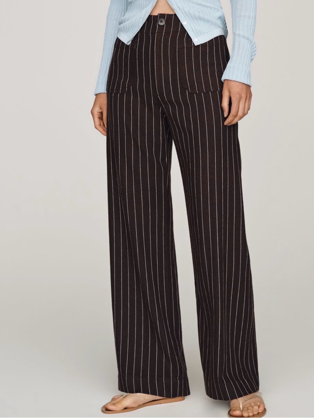 Anthropologie Black Pinstripe Wide-Leg Pants